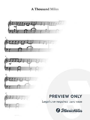 A Thousand Miles [Easy, 3 pages, in C] by Katie Levine - Sheet Music