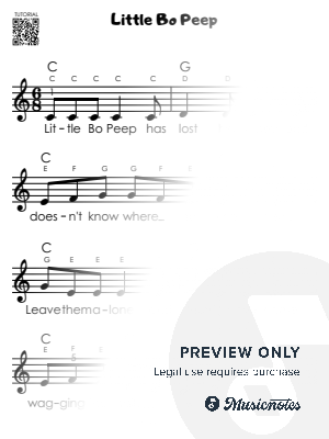 Little Bo Peep - Piano Tutorial I Easy Nursery Rhyme Sheet Music for Beginners Kids by Alicja Urbanowicz - Sheet Music