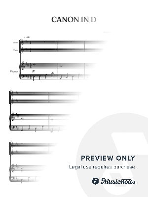 Pachelbel • Canon in D • violin and flute duet sheet music w/ piano accompaniment by Benzaiten Editions - Sheet Music