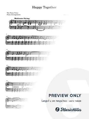 Happy Together by The Piano Vista - Sheet Music