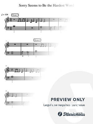 Sorry Seems To Be the Hardest Word - Essentials by Simply Piano - Sheet Music