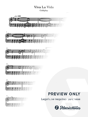 Viva La Vida Coldplay easy piano sheet music