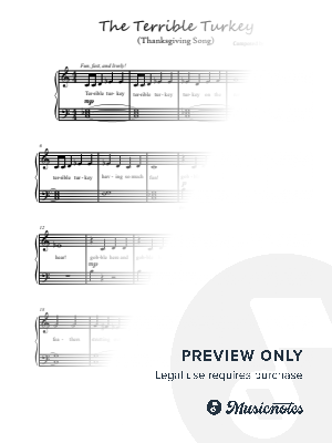 "Terrible Turkey" (Thanksgiving Song, Easy Piano with Lyrics)