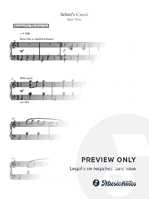 Schitt's Creeks Title Theme - Solo Piano by The Ivory Cat - Sheet Music
