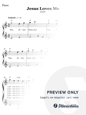 Jesus Loves Me (EASY PIANO and VOICE) by Andantino Studio - Sheet Music