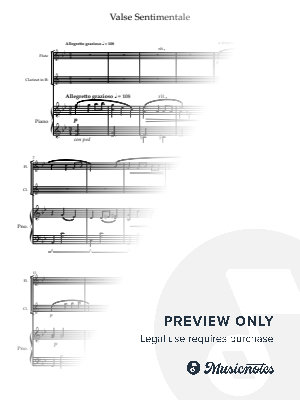Valse Sentimentale Original for Flute, Clarinet and Piano. by Grant Horsley - Sheet Music