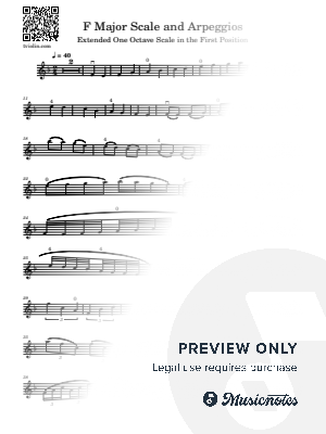 Extended One Octave F Major Scale and Arpeggios in the First Position