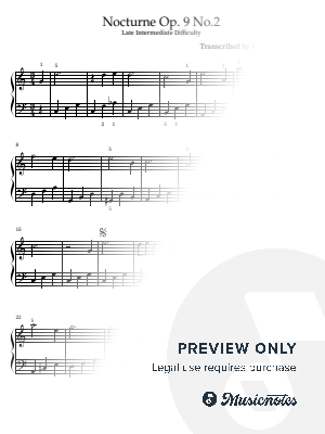 Nocturne Op. 9 No.2 (Early Intermediate) by K. Melody Piano - Sheet Music