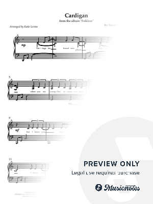 cardigan [intermediate, 3 pages] by Katie Levine - Sheet Music