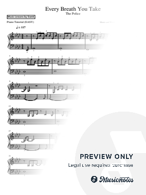Every Breath You Take (The Police) - Easy Piano (Fingering Included)