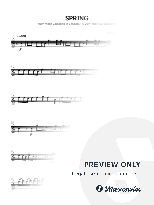 Vivaldi • The Four Seasons: Spring | Key: C | flute sheet music 