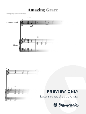 Amazing Grace | EASY CLARINET & PIANO by Glauco Fernandes - Sheet Music