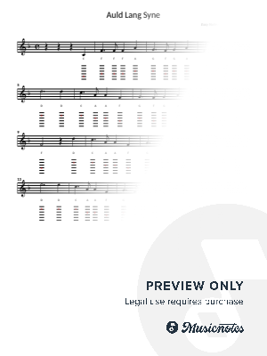 "Auld Lang Syne" -sheet music with note names & guitar tab by Piano eTutor App - Sheet Music