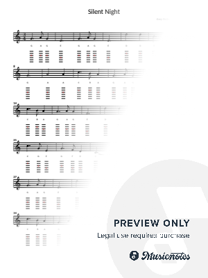 "Silent Night" - sheet guitar with note names & tab