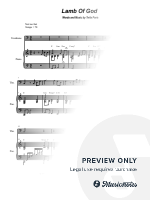 Lamb of God (Trombone solo and Piano) by Stephen DeCesare - Sheet Music