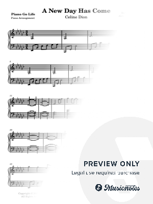 A New Day Has Come by Piano Go Life  - Sheet Music