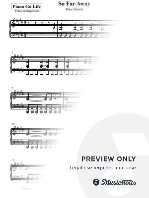 So Far Away by Piano Go Life  - Sheet Music