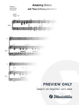 Amazing Grace (with "Peace Is Flowing Like A River" - Duet for Soprano and Tenor solo) by Stephen DeCesare - Sheet Music