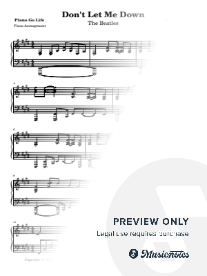 Don't Let Me Down by Piano Go Life  - Sheet Music