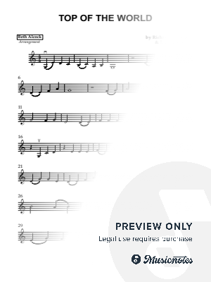 Top of the World (The Carpenters) - easy violin by Beth Alcock – Violin & Piano Arrangements - Sheet Music