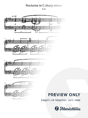 Chopin,Nocturne in C sharp Minor B.49,for Piano Solo With Fingering Original