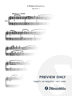 Clementi,Piano Sonatina in C Major,Op.36 No.1,for Piano Solo With Fingering Original