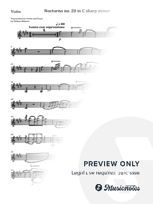 Chopin,Nocturne No.20 in C-sharp minor B.49,for Violin Solo Original