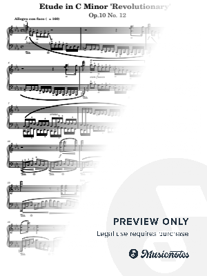 F. Chopin,Etude in C Minor 'Revolutionary',Op.10 No. 12,for Piano Solo With Fingering Original