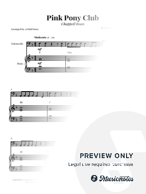 Pink Pony Club | CELLO & PIANO by Glauco Fernandes - Sheet Music