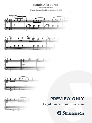 Mozart,Rondo Alla Turca,K.331,(Turkish March) for Piano Solo Original With Fingering