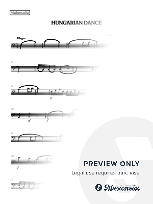 Brahms' Hungarian Dance No. 5 | cello sheet music 