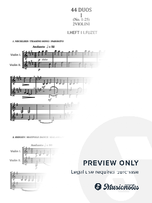 Béla Bartók,44 Duos for Two Violins,Sz.98 BB 104,No.1-25 Original