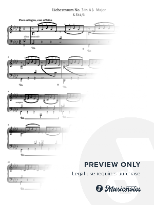 Liszt,Liebestraum No. 3 in A Major S.541,for Piano Solo With Fingering Original by hotson - Sheet Music