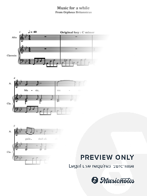 Purcell,Music for a while,from Orpheus Britannicus,for Clavecin and Voice With Lyrics by hotson - Sheet Music