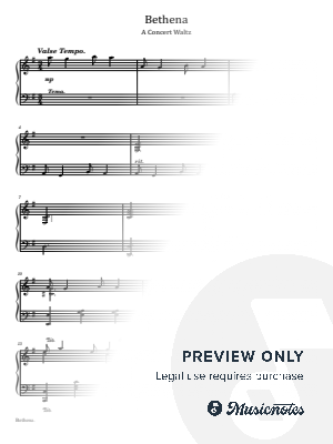 Bethena,A Concert Waltz,Scott Joplin,1905,for Piano Solo Original