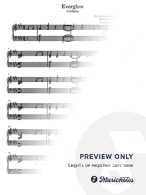 Everglow, Coldplay, for Easy Piano With Lyrics by hotson - Sheet Music