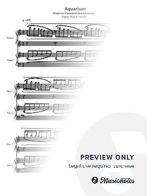 Saint-Saëns, Aquarium, from Le Carnaval des Animaux, for Piano Duet 4 Hands
