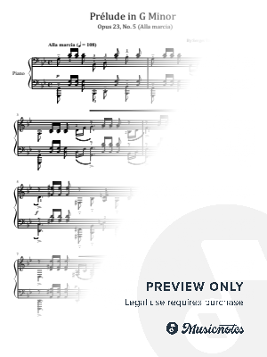 Rachmaninoff, Prélude in G Minor (Alla marcia), Op.23 No. 5, Original With Fingering