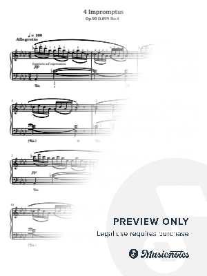 Schubert, 4 Impromptus in A-flat Major, Op.90 D.899 No.4, for Original With Fingering by hotson - Sheet Music