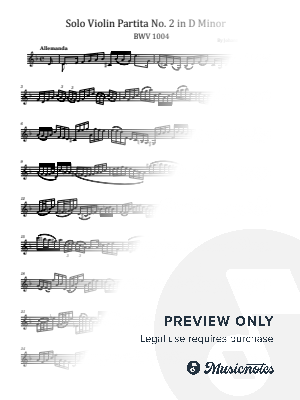 J. S. Bach, Solo Violin Partita No. 2 in D Minor, BWV 1004 by hotson - Sheet Music
