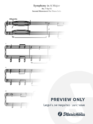 Beethoven, Symphony No.7 in A Major, Op. 92, 2nd Mov, for Piano Solo Original