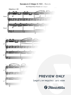 Mozart, Sonata for Piano Four Hands in C major, K.19d Rondo, Original by hotson - Sheet Music