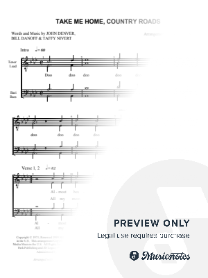 Take Me Home, Country Roads by Bob Shami - Sheet Music