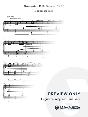 Béla Bartók, Romanian Folk Dances, Sz.56, 6 dances, Original With Fingering Complete
