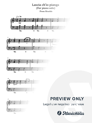 G.F.Handel, Rinaldo, HWV 7b "Lascia ch'Io pianga", for Piano Solo