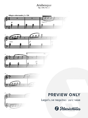 Burgmüller, Arabesque Op. 100, No. 2, for Easy Piano Original