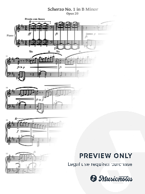 Chopin, Scherzo No.1 Op.20 in B Minor, for Piano Solo Original With Fingering