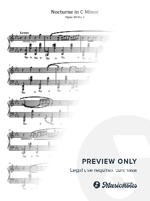 Chopin, Nocturne in C Minor, Op.48, No.1, Original With Fingering
