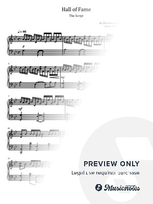 Hall of Fame, The Script, for Piano Solo
