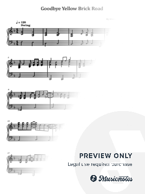 Goodbye Yellow Brick Road, for Piano Solo, Elton John by hotson - Sheet Music